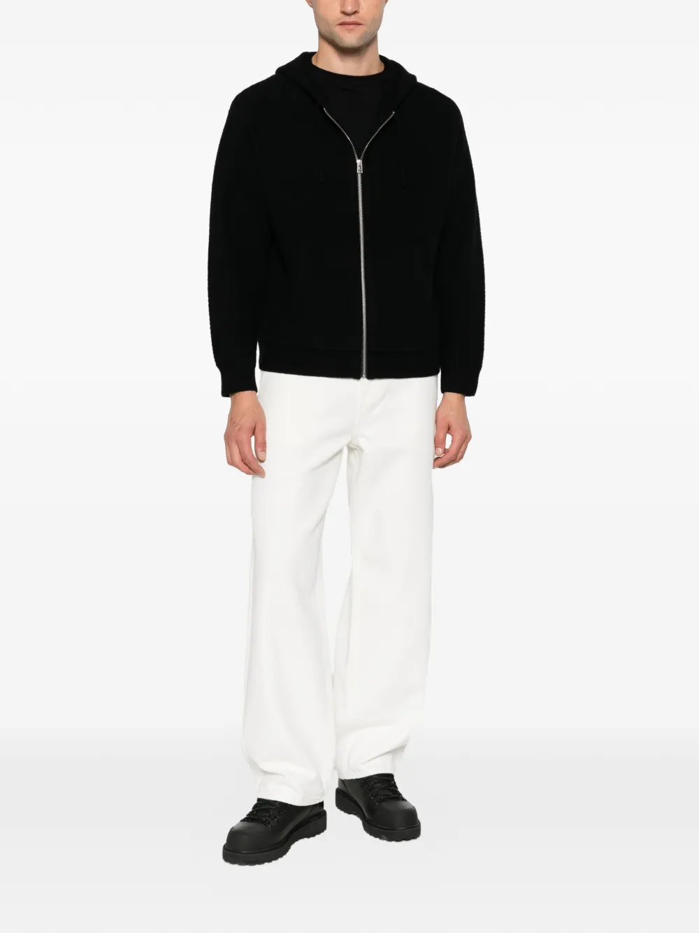 Stüssy Hoodie van merinowol met rits Zwart