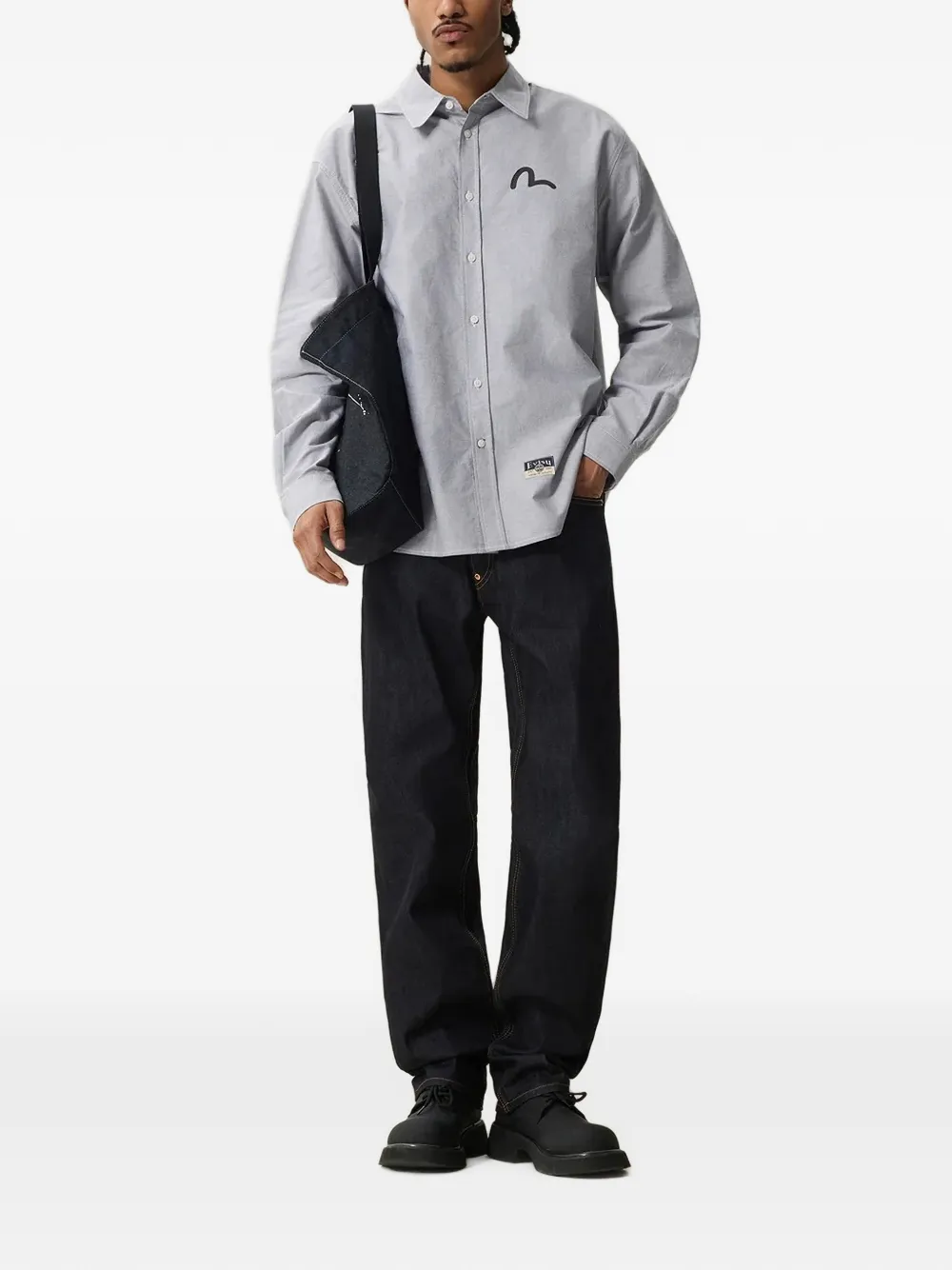 EVISU Button-down overhemd met zeemeeuw-print Grijs