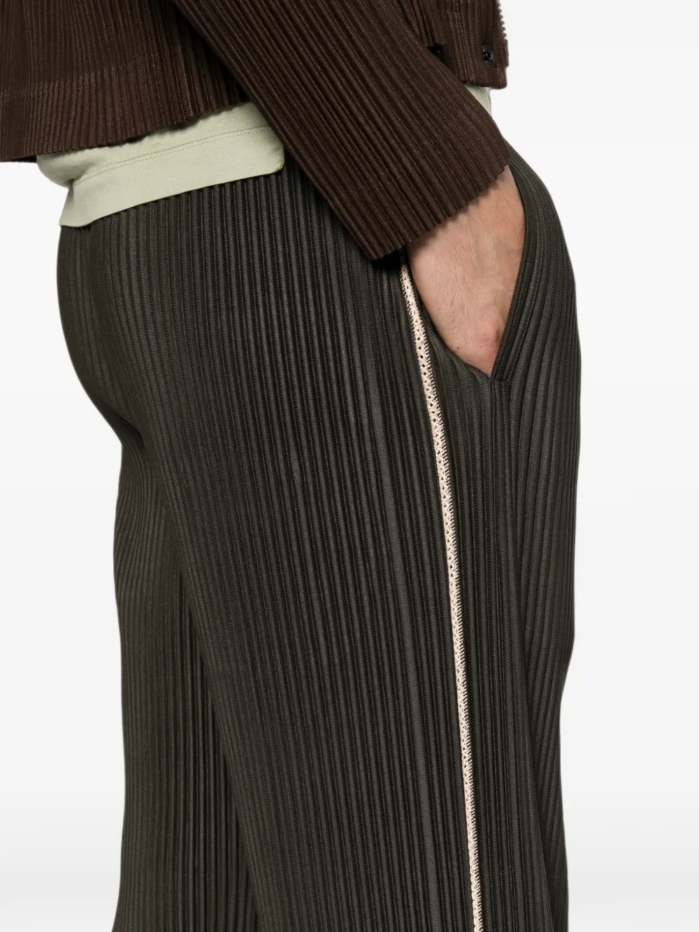 Homme Plissé Issey Miyake Plooibroek met zijstreep Bruin