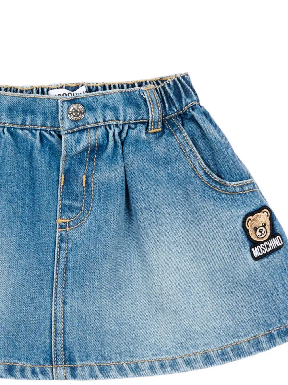 Moschino Kids Spijkerrok met Teddy Bear-patch Blauw