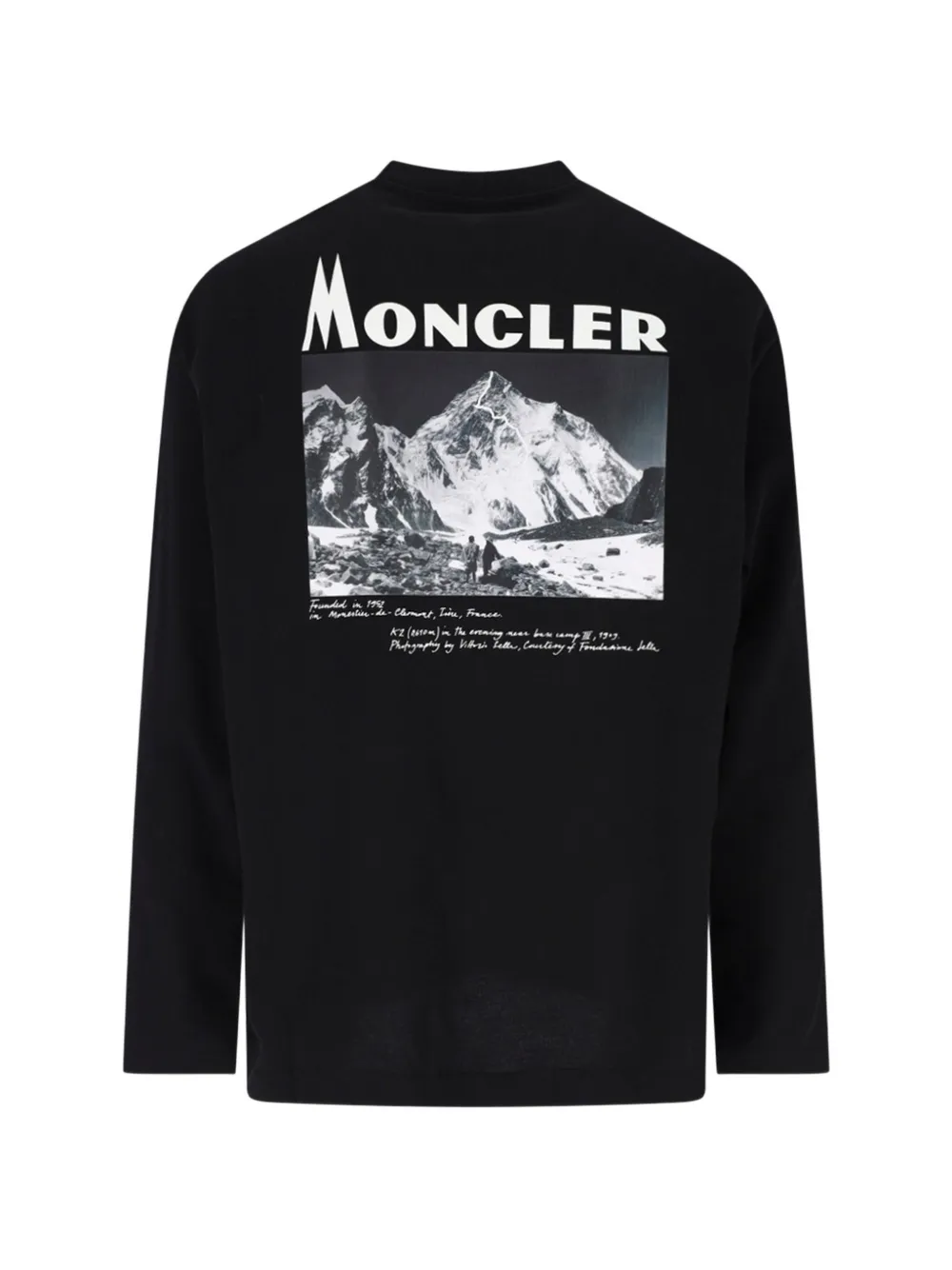 Moncler K2 print long-sleeve cotton T-Shirt Zwart