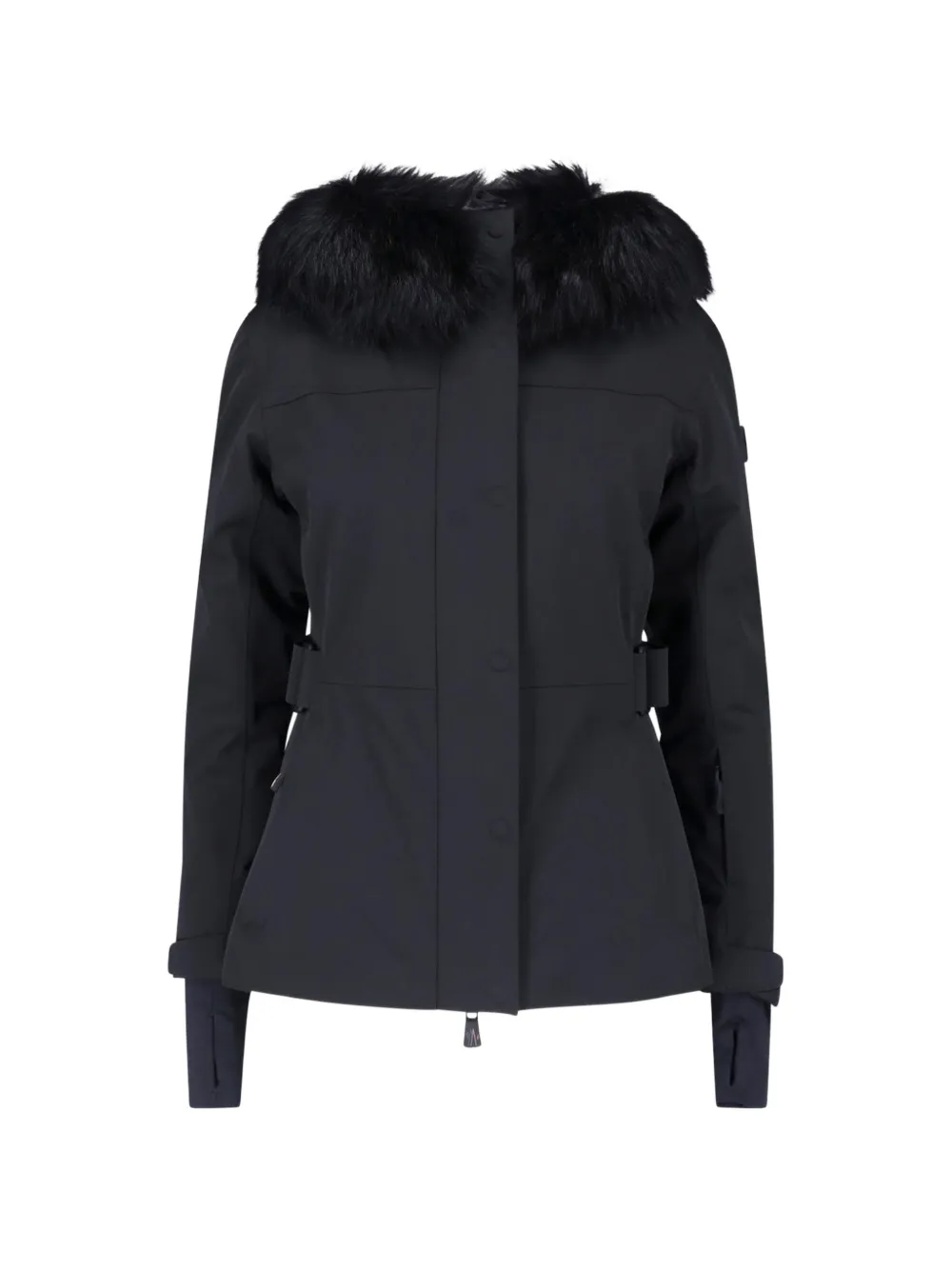 Moncler Grenoble Loira faux fur-trimmed belted jacket - women - Polyamide/Elastane/Polyester/Elastane/Polyester/Polyester/Polyamide/Elastane/Lamb...