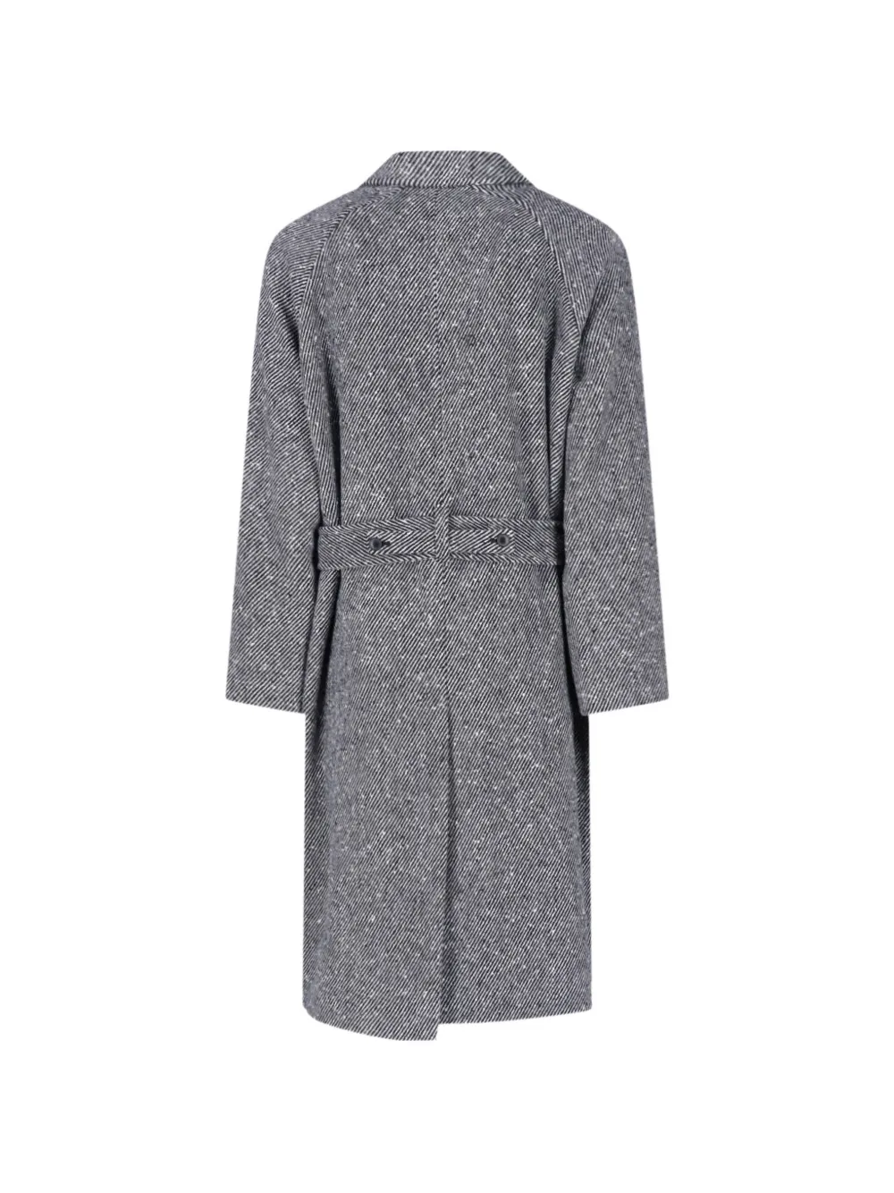 Paul Smith belted diagonal-stripe coat Grijs