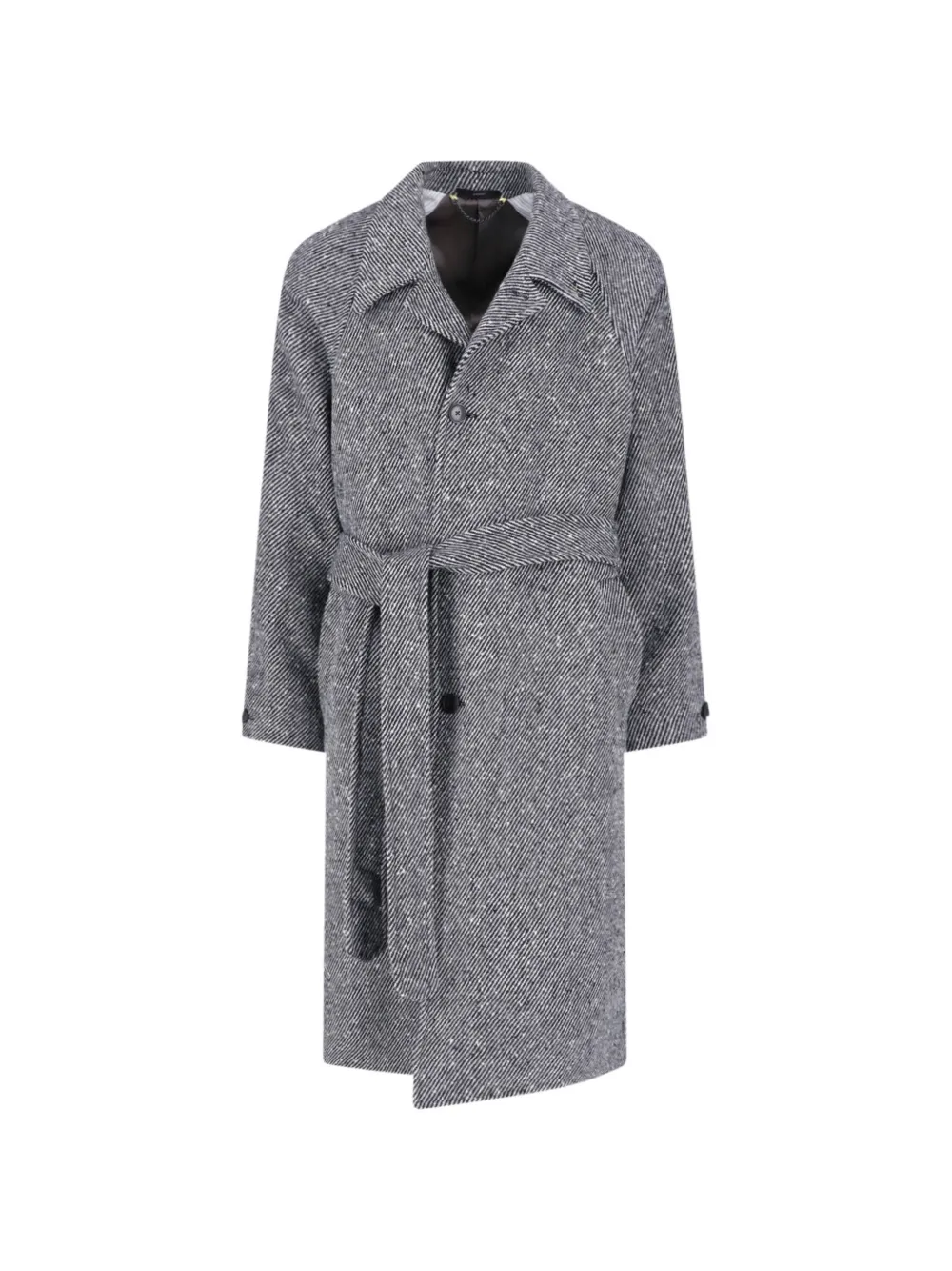 Paul Smith belted diagonal-stripe coat Grijs