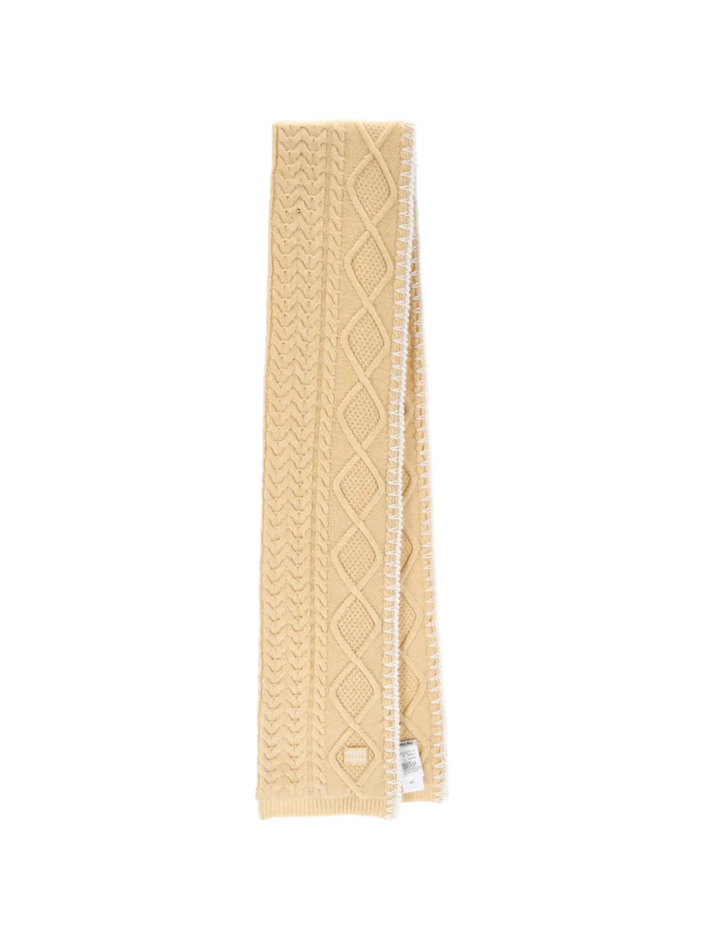 Miu Miu cable-knit embroidered scarf - Toni neutri