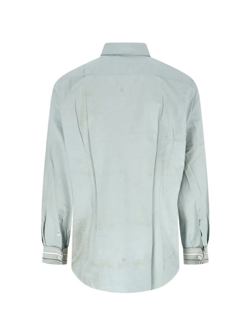 Prada embroidered-logo striped-cuff shirt Groen