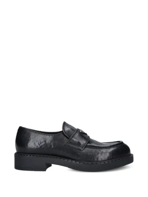 Prada logo-plaque leather loafers