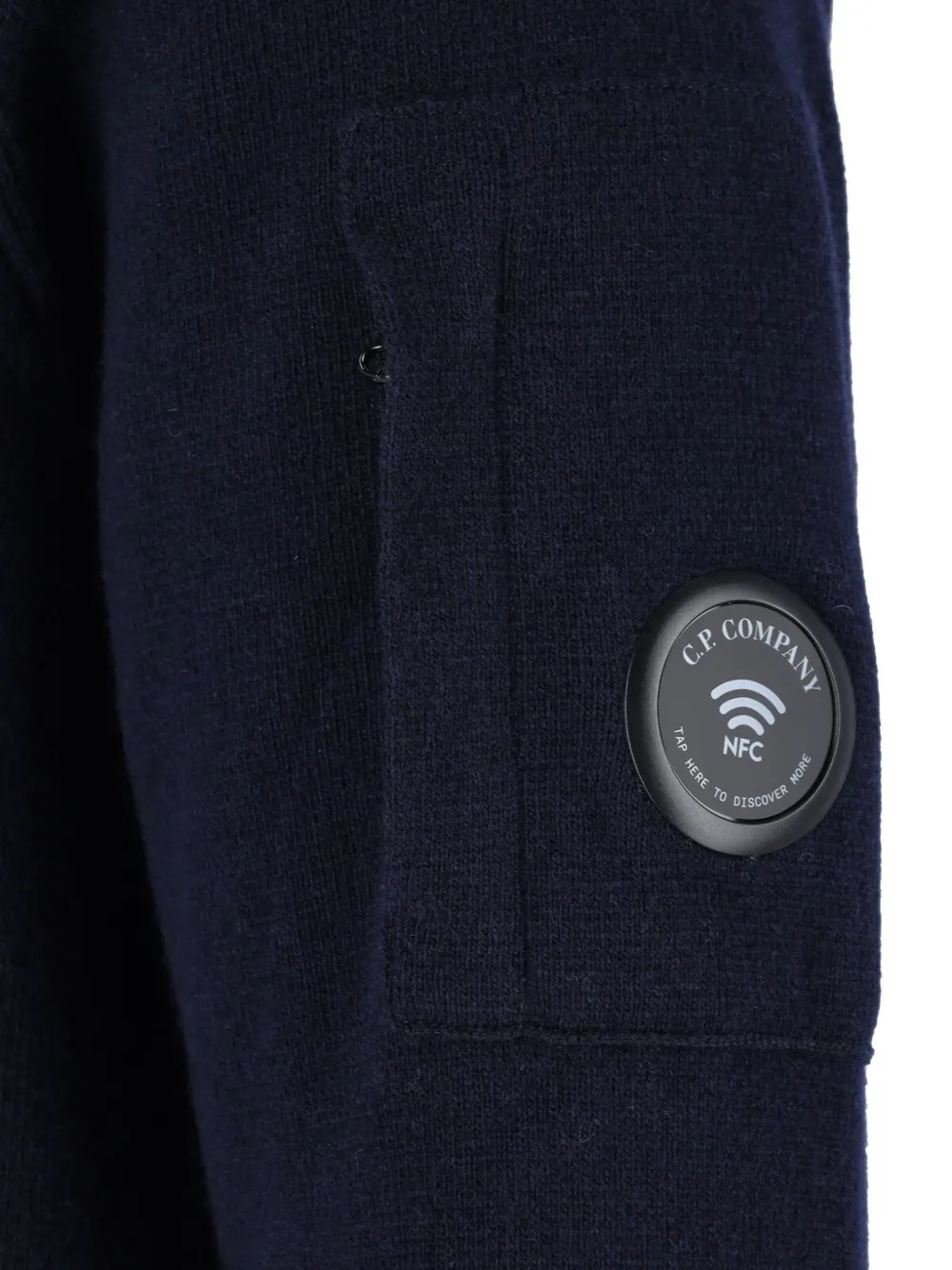 C.P. Company Lens-detail knitted hoodie Blauw