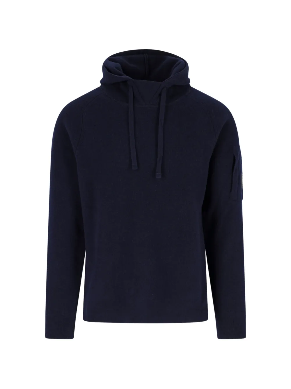 C.P. Company Lens-detail knitted hoodie Blauw
