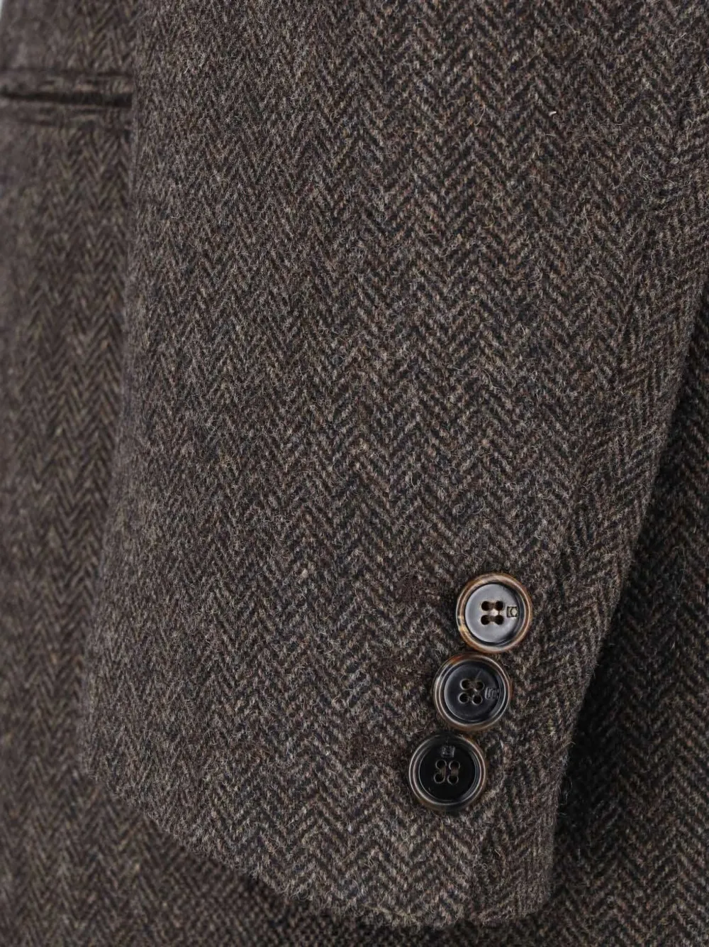 Low Classic herringbone-pattern wool blazer Bruin