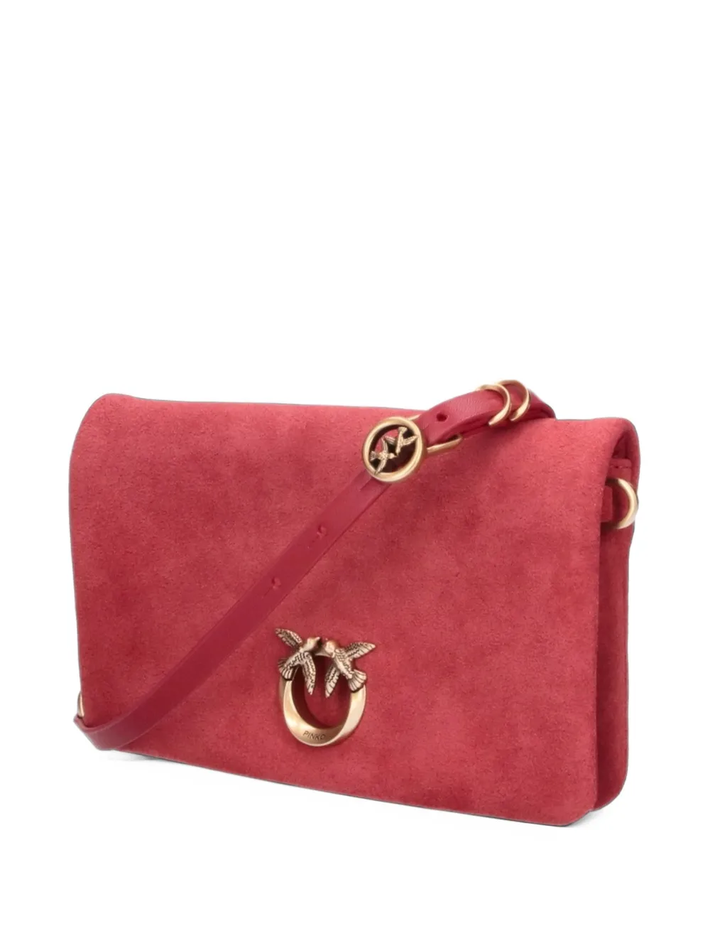PINKO Love Birds suede shoulder bag Rood