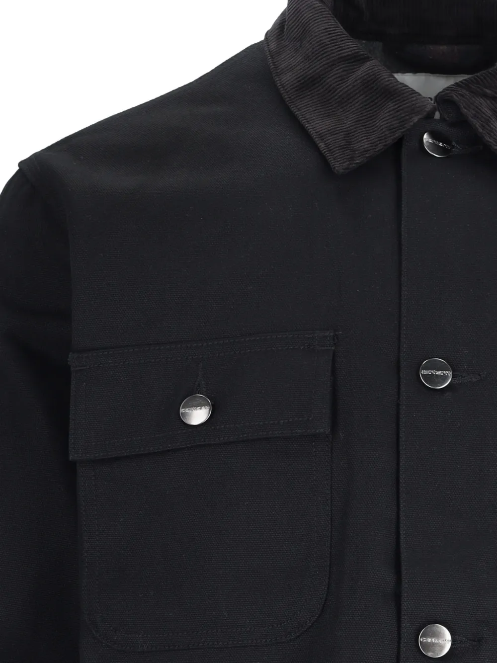 Carhartt WIP Michigan Chore jack met ribfluwelen kraag en logo-patch Zwart