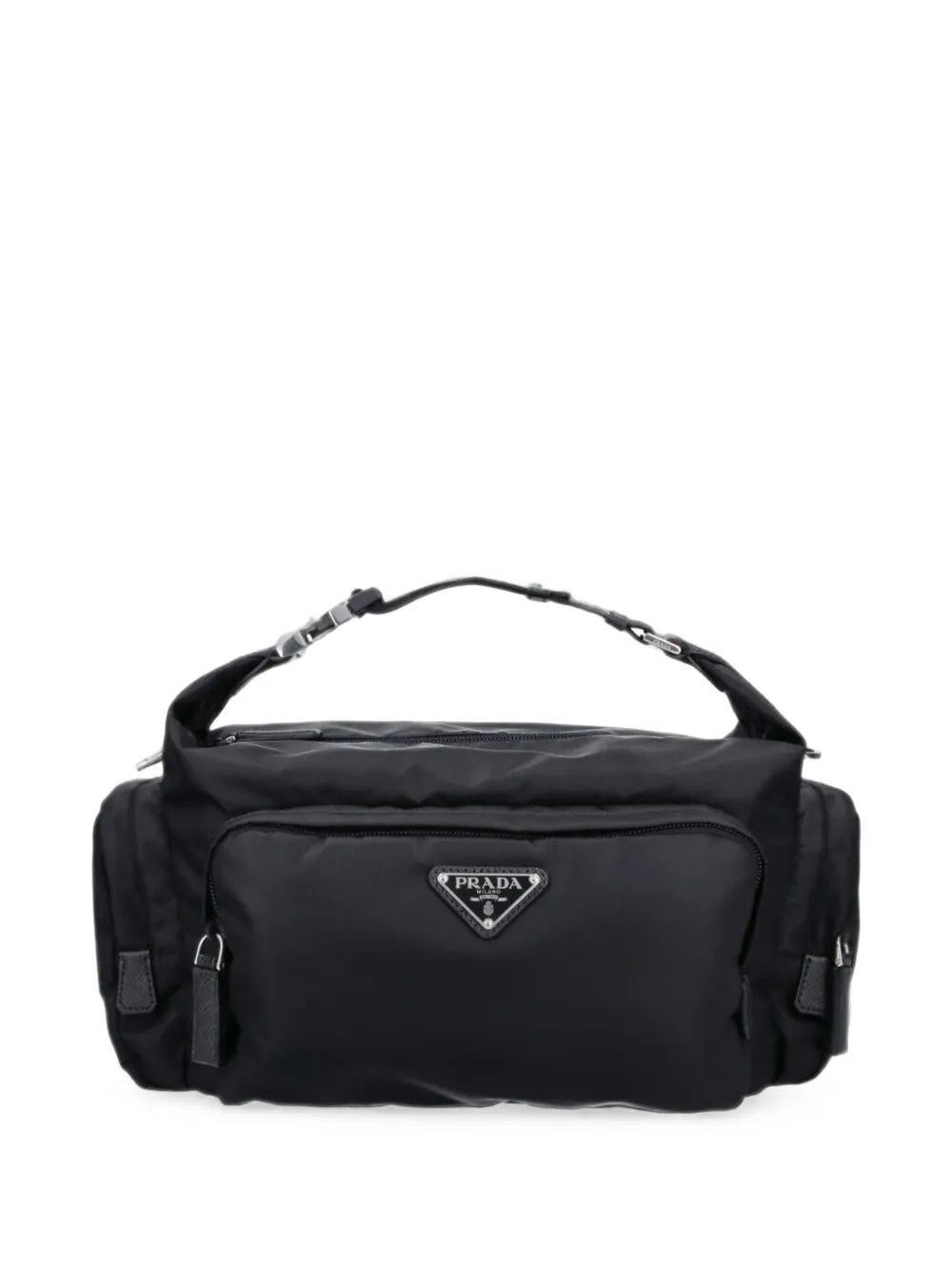 Prada Re-Nylon en Saffiano-leren schoudertas Zwart