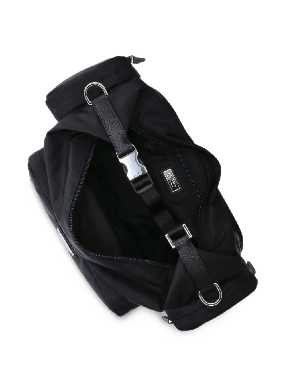 Prada Re-Nylon en Saffiano-leren schoudertas Zwart