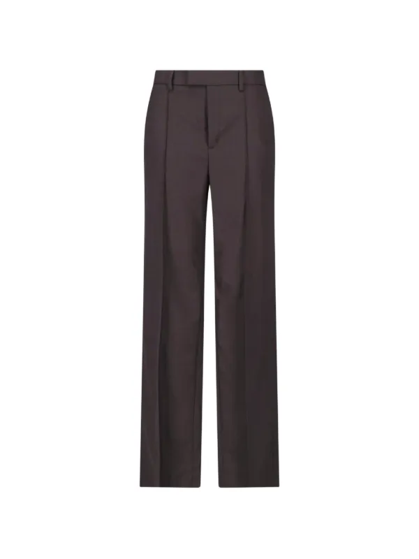 Nili Lotan Herringbone Virgin Wool Trousers in Brown