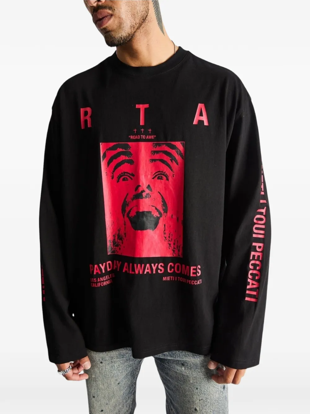 RTA Marceau T-shirt met lange mouwen Zwart