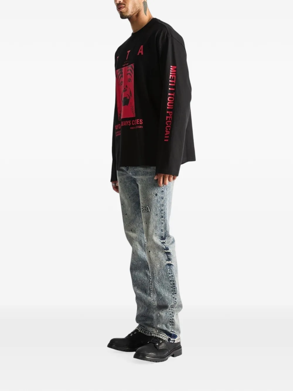 RTA Marceau T-shirt met lange mouwen Zwart