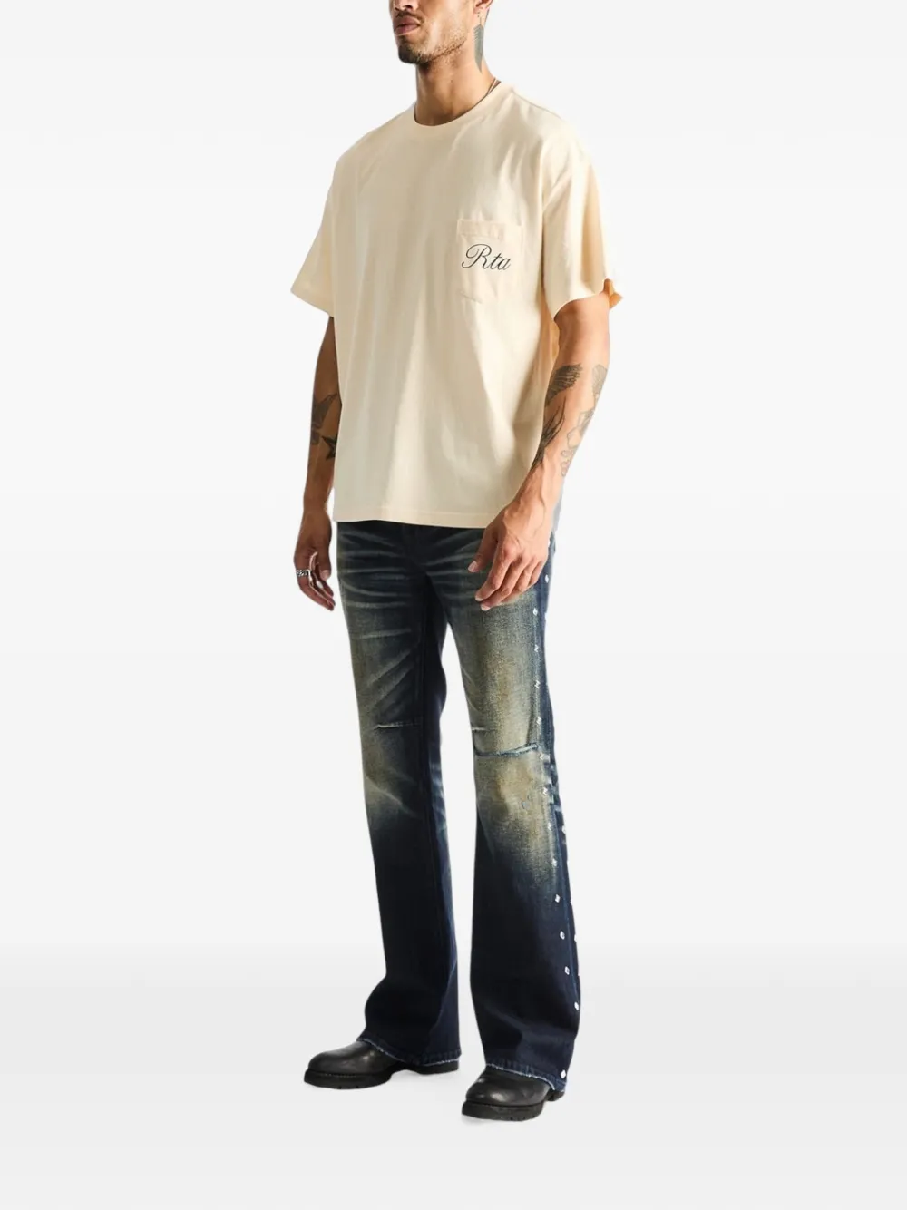 RTA Bastien T-shirt met wijzerplaat-print Beige