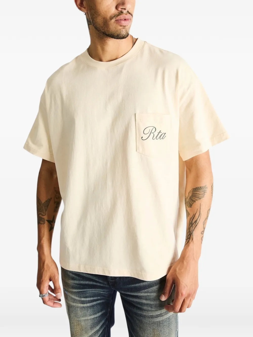 RTA Bastien T-shirt met wijzerplaat-print Beige