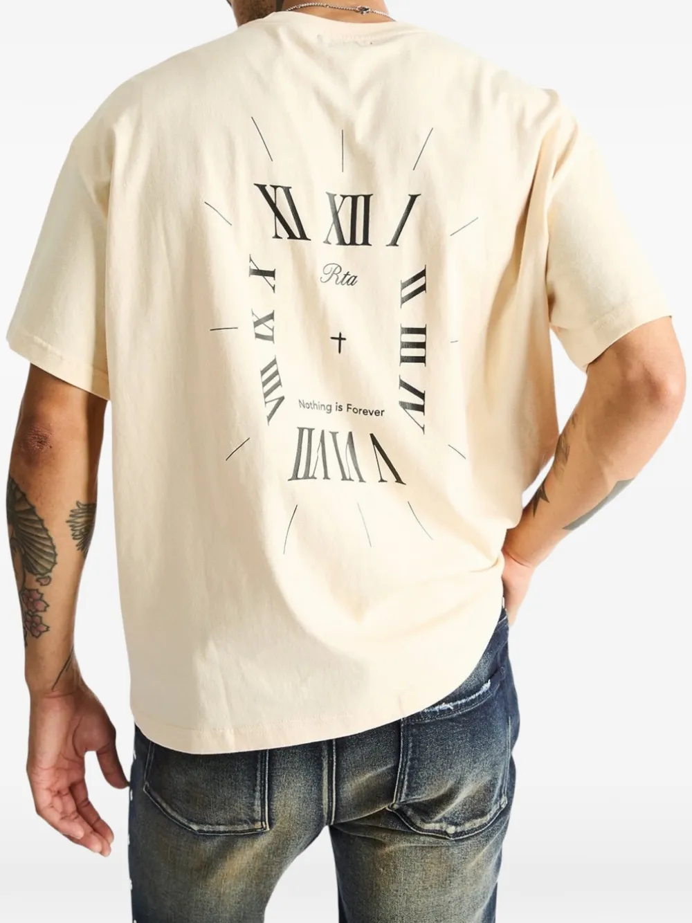 RTA Bastien T-shirt met wijzerplaat-print Beige