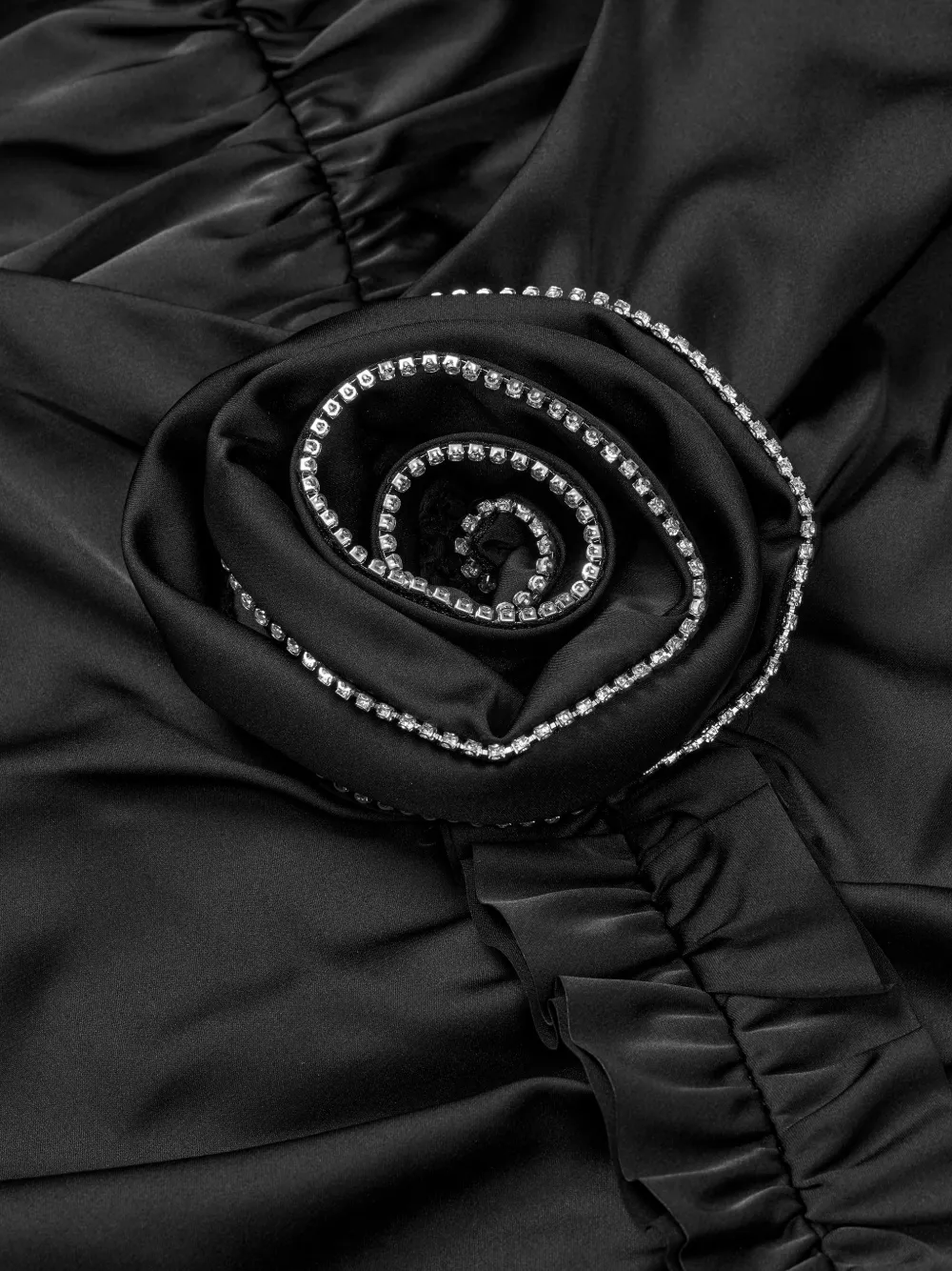 ROTATE BIRGER CHRISTENSEN Mini-jurk met ruches en roosapplicatie Zwart