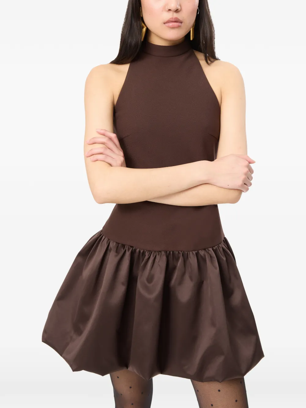ROTATE BIRGER CHRISTENSEN Peplum mini-jurk Bruin