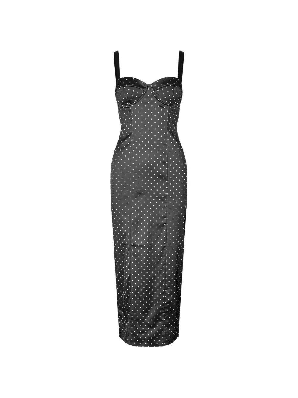 ROTATE BIRGER CHRISTENSEN Abito midi in raso con bustino - Nero