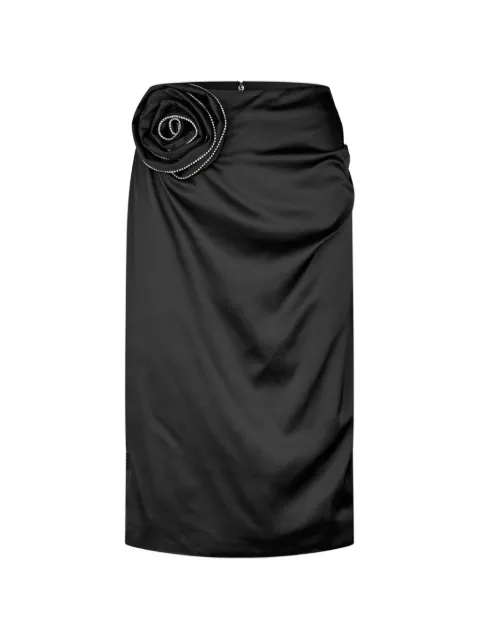 ROTATE BIRGER CHRISTENSEN falda midi con aplique de rosa