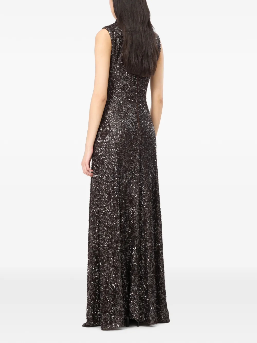 ROTATE BIRGER CHRISTENSEN sequins flared maxi dress Bruin