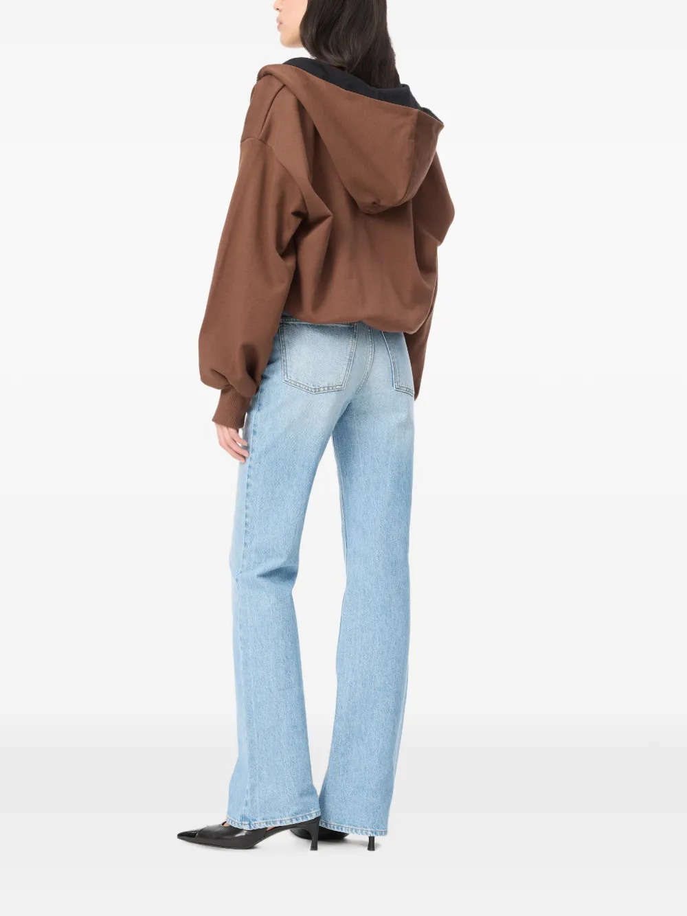 ROTATE BIRGER CHRISTENSEN Hoodie met geborduurd logo en rits Bruin