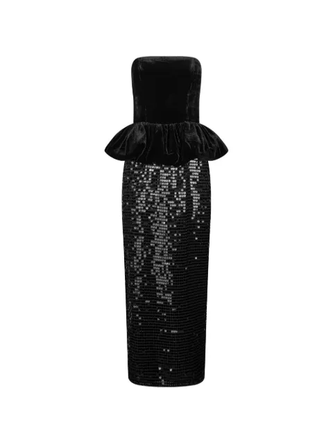 ROTATE BIRGER CHRISTENSEN vestido largo con peplum y lentejuelas