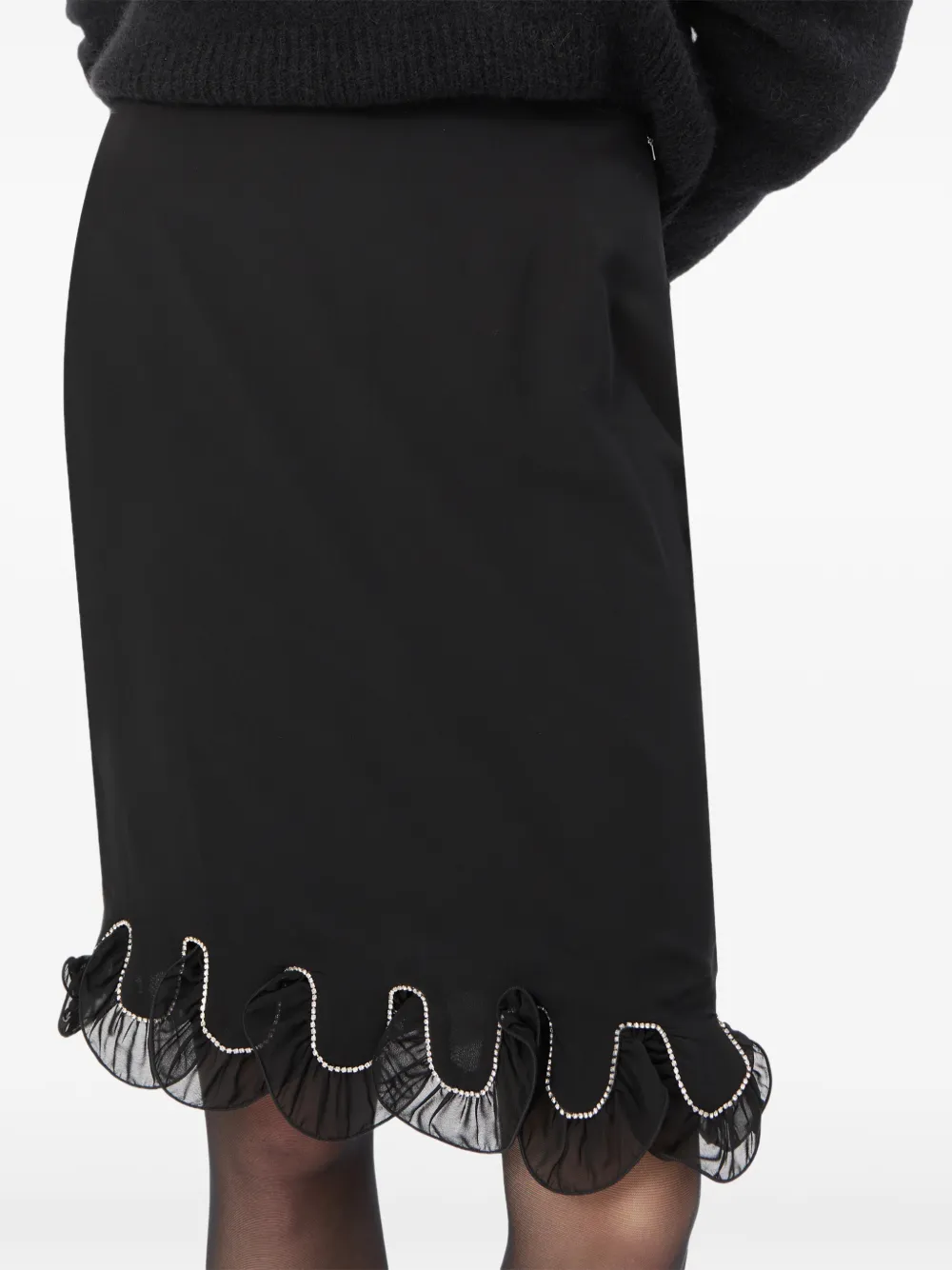 ROTATE BIRGER CHRISTENSEN Chiffon mini-rok met ruches Zwart
