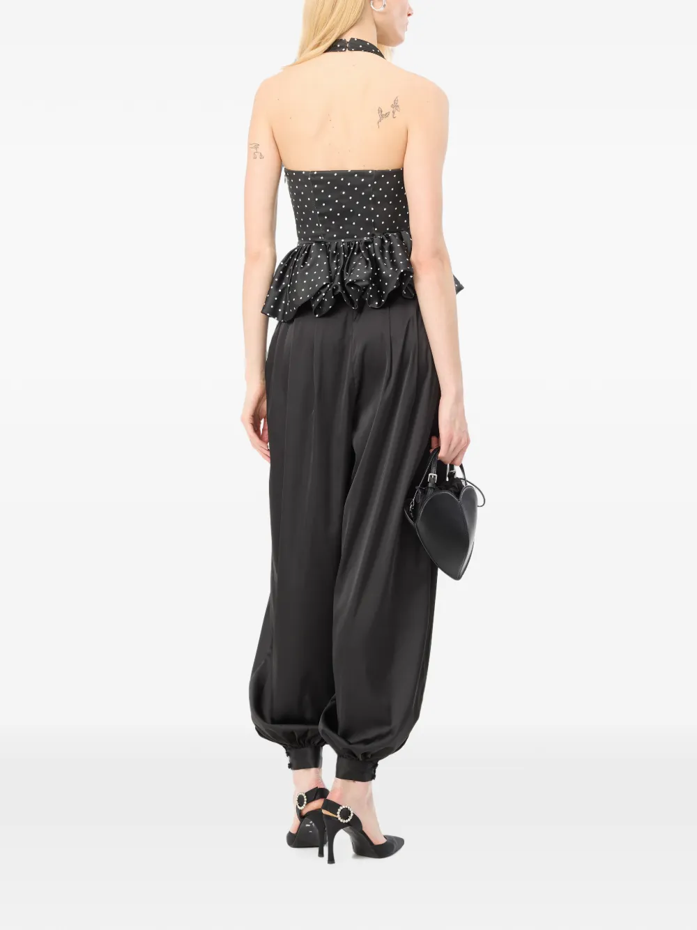 ROTATE BIRGER CHRISTENSEN Satijnen halternek blouse Zwart