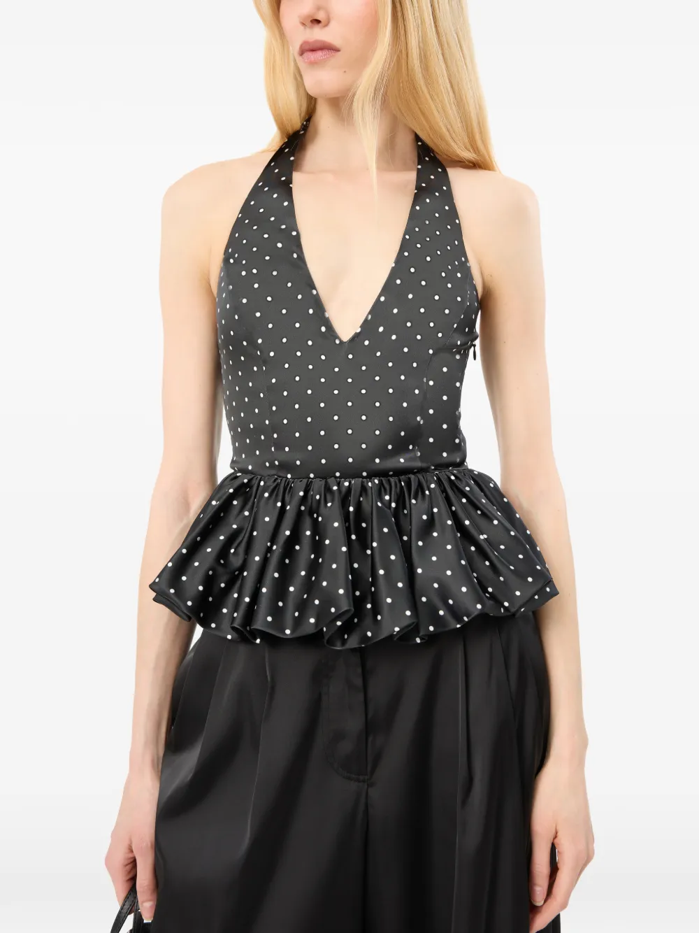 ROTATE BIRGER CHRISTENSEN Satijnen halternek blouse Zwart