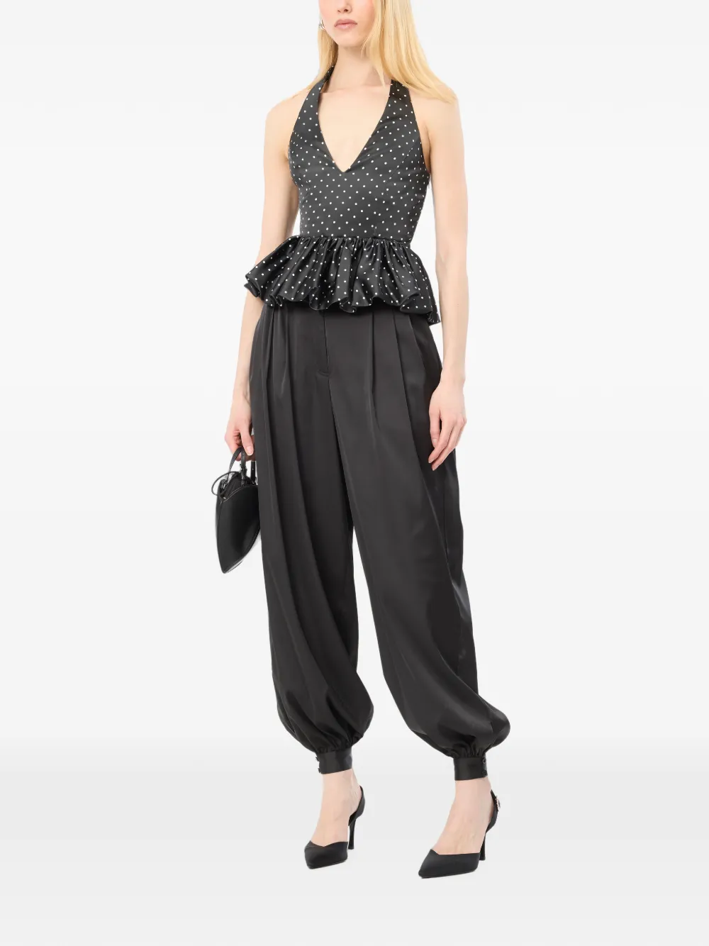 ROTATE BIRGER CHRISTENSEN Satijnen halternek blouse Zwart