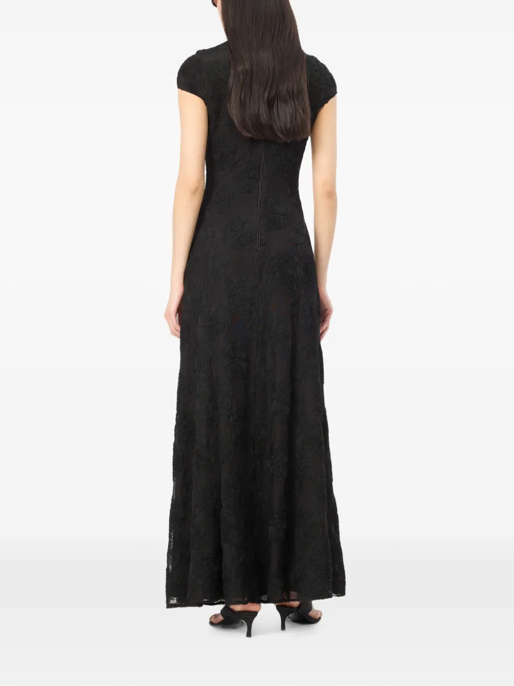 ROTATE BIRGER CHRISTENSEN Flower mesh maxi-jurk Zwart