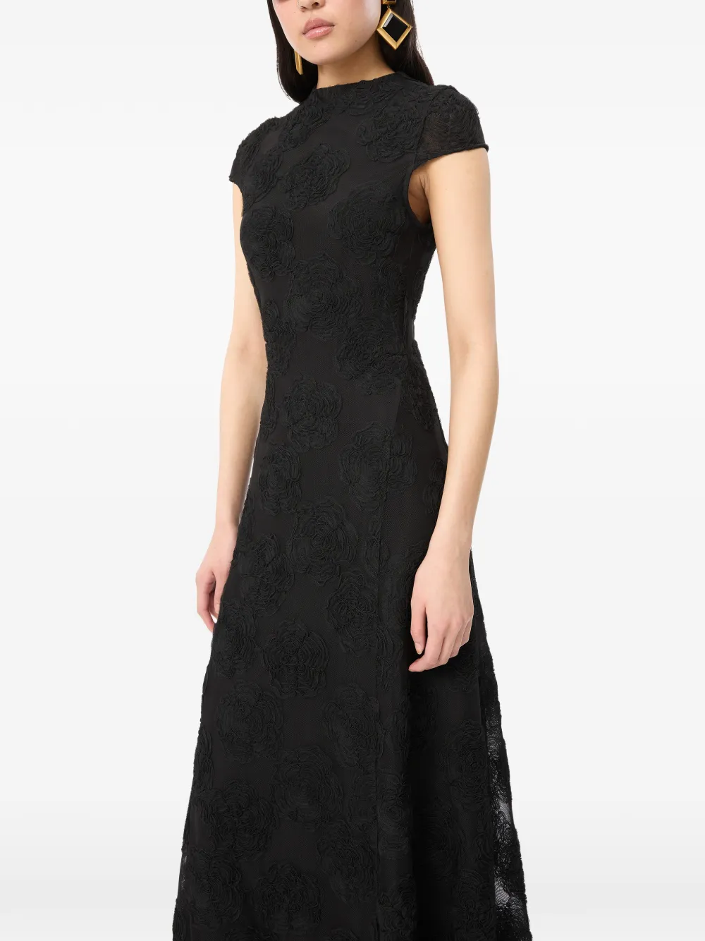 ROTATE BIRGER CHRISTENSEN Flower mesh maxi-jurk Zwart