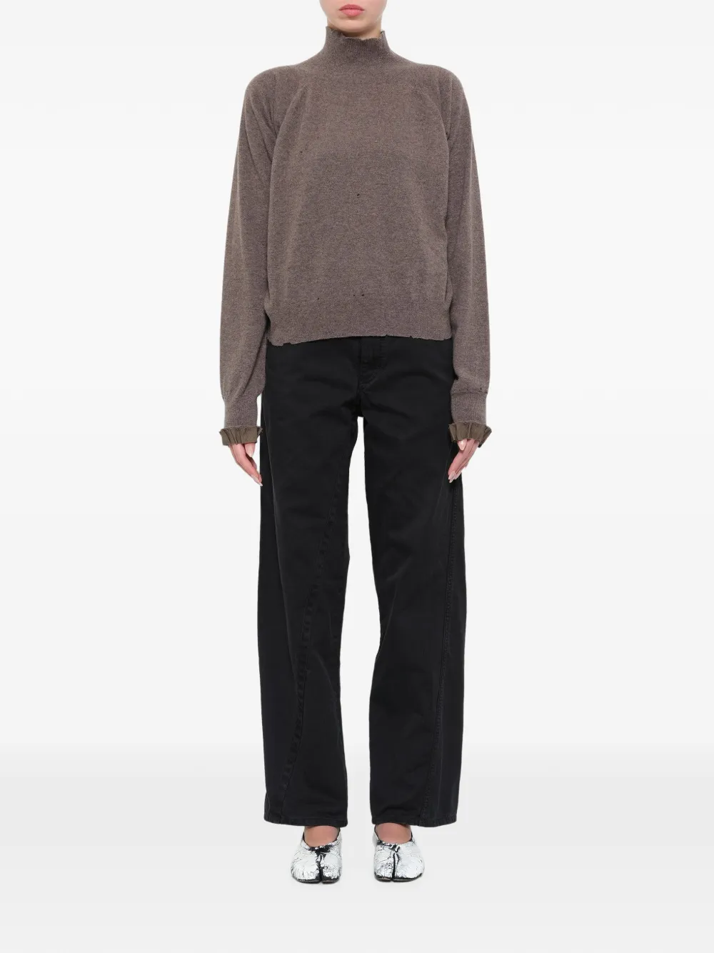 Maison Margiela Lived-In gebreide coltrui Bruin