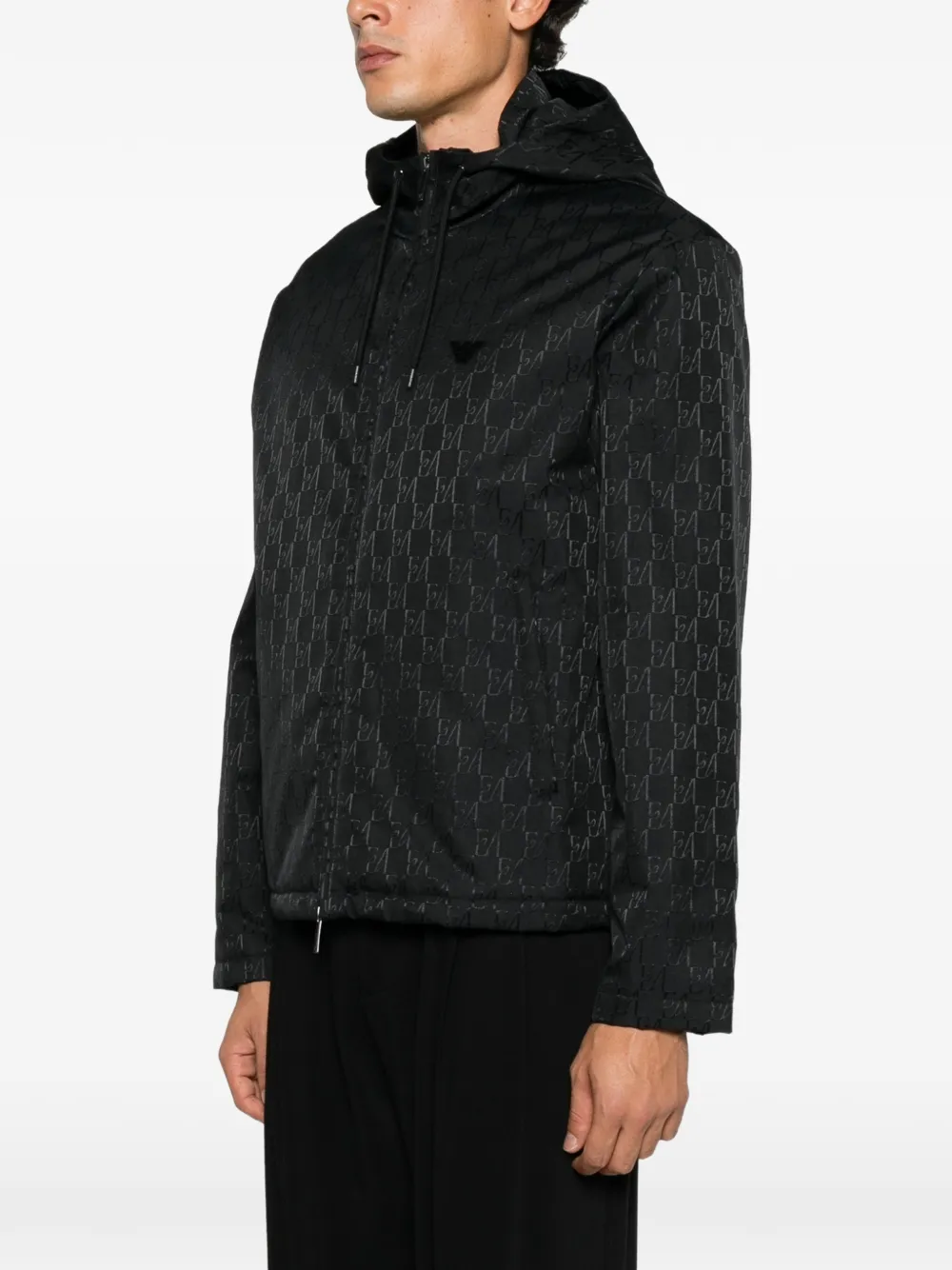 Emporio Armani Jack met capuchon en logo-monogram Zwart