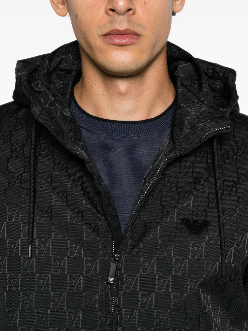 Emporio Armani Jack met capuchon en logo-monogram Zwart