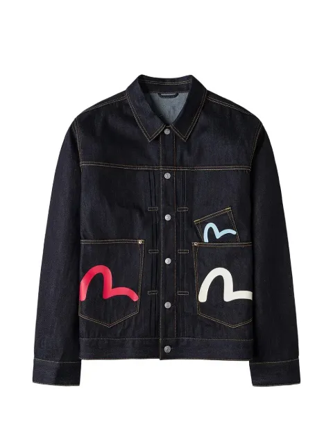 EVISU Seagull-print multi-pocket denim jacket
