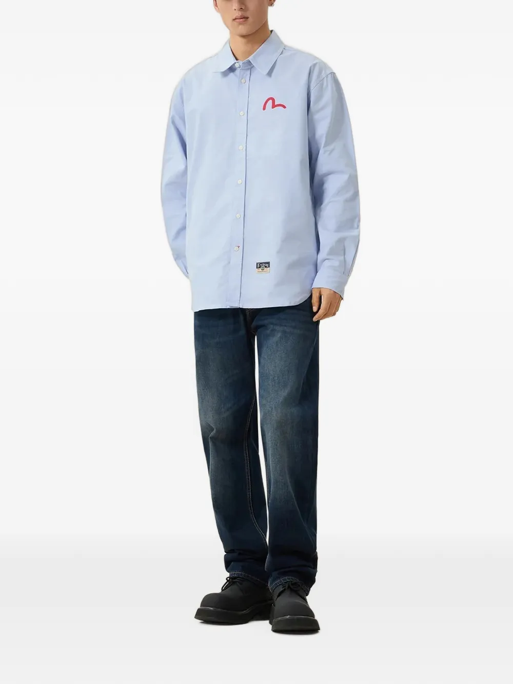 EVISU Overhemd met zeemeeuw print Blauw