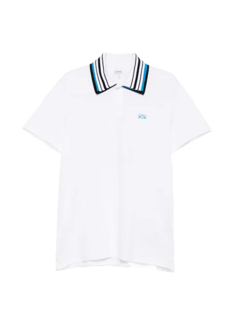 LOEWE Anagram-embroidered striped-collar polo shirt
