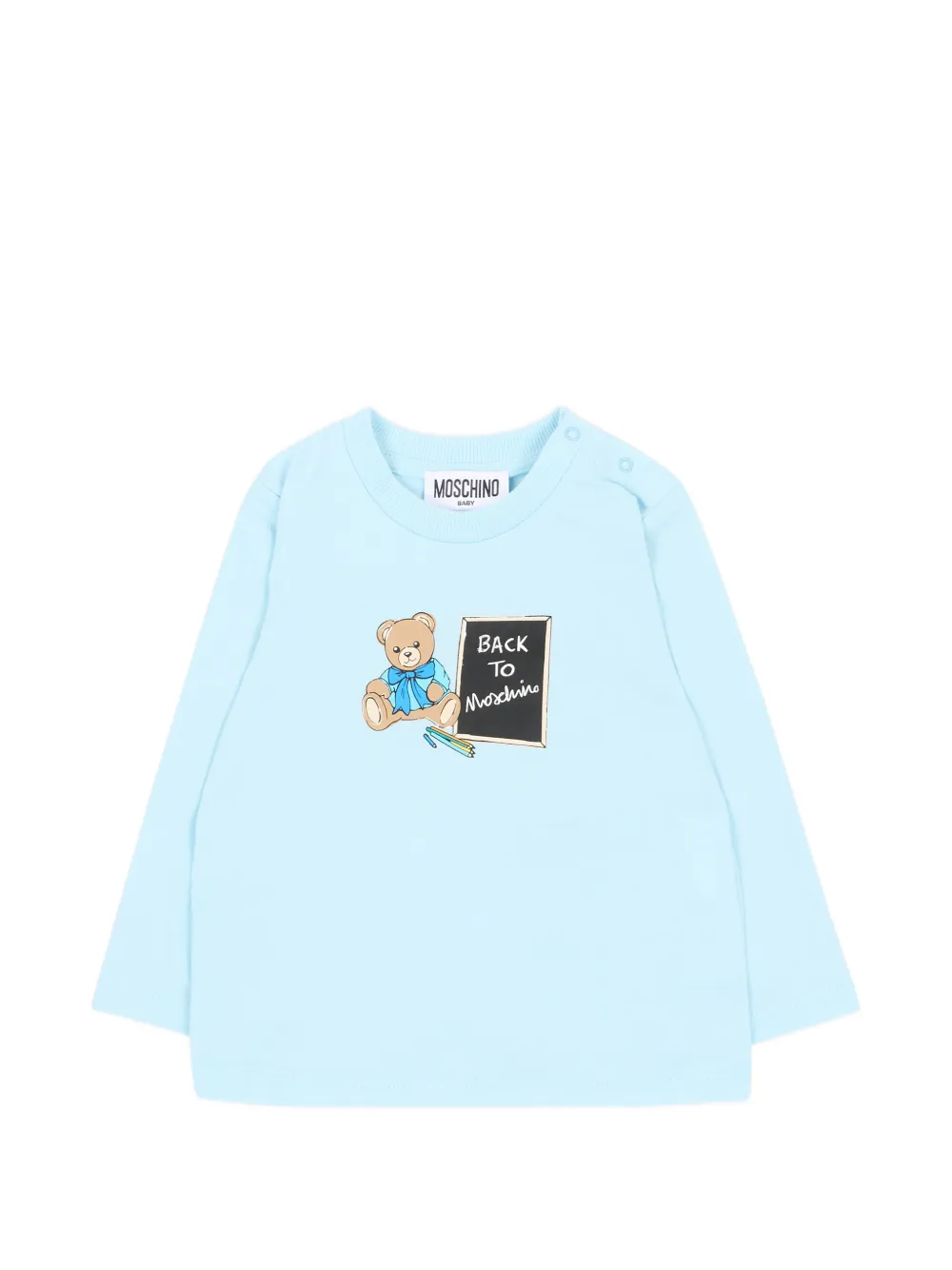 Moschino Kids Teddy Bear-print long-sleeve T-shirt - Blu