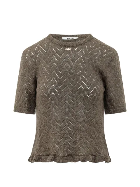 MSGM pointelle-knit ruffled sweater