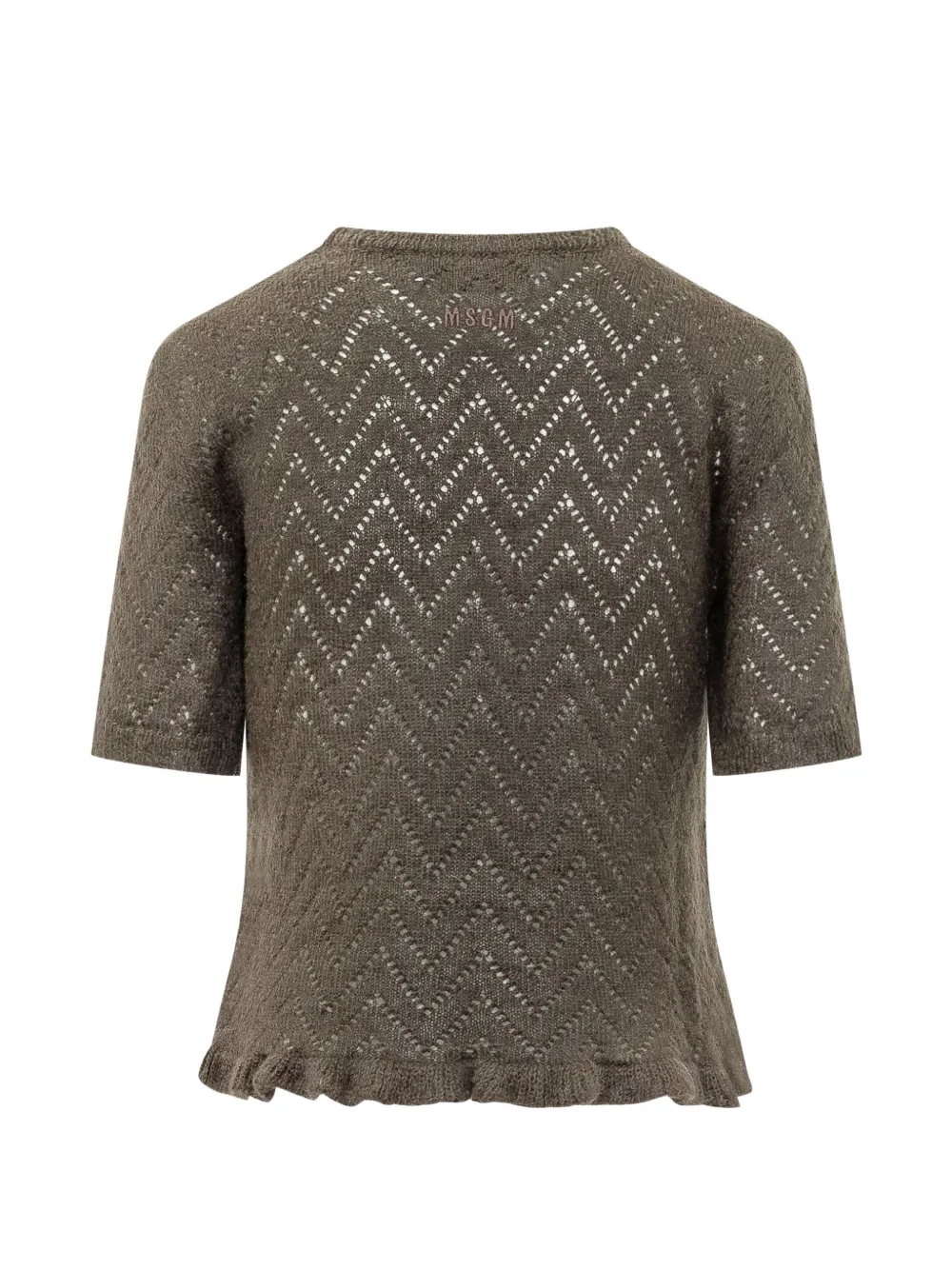 MSGM pointelle-knit ruffled sweater Bruin