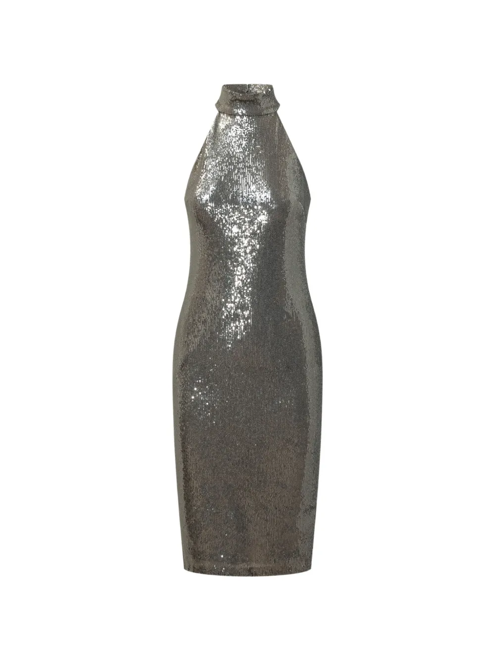 Lauren Ralph Lauren sequin-embellished halterneck fitted midi dress - Argento