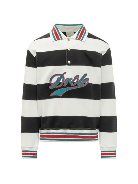 Drôle De Monsieur Drôle embroidered striped polo shirt