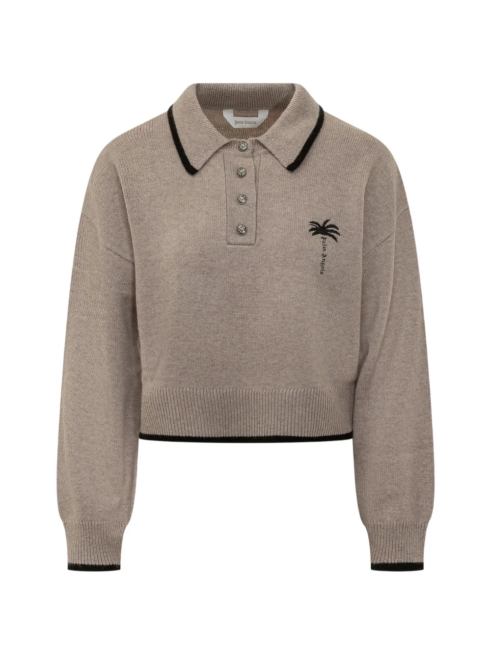 Palm Angels Palm Shadow knit polo shirt Beige