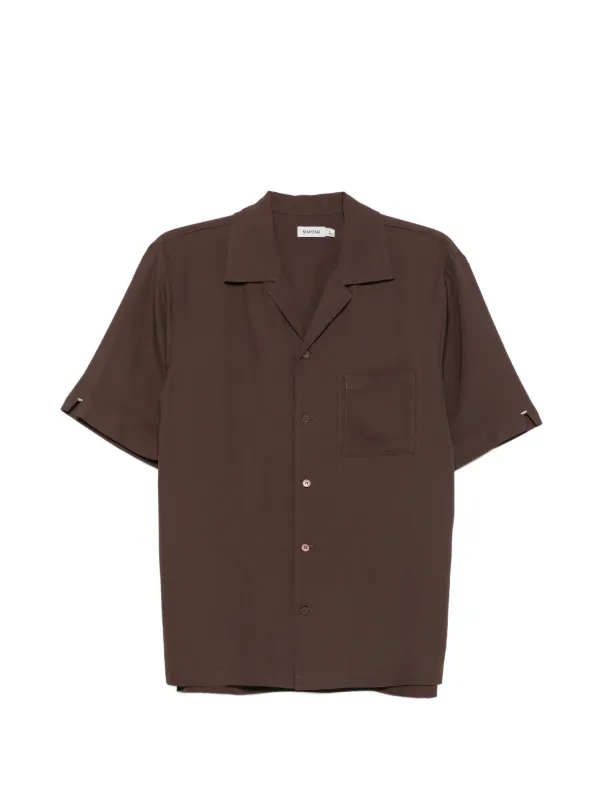 Simkhai Short-sleeve Camp-collar Shirt in Brown